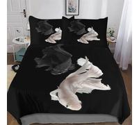 ABASWSA Betta 3 Pcs Duvet Cover Set with Pillow Cases 3D Bedding Set for Kids Adults Soft Comforter Cover Microfiber Quilt Cover Double (200x200cm)