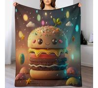 ABASWSA Burger Throw Blanket Flannel Blankets Soft Warm Printed Throws for Bed, Couch And Sofa for Kids Teen Young Boys Girls, （130×180cm）