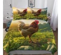 ABASWSA Chicken Bedding Set Duvet Cover Set Comforter Cover 3 Pieces For Kids Teens Microfiber Soft Poly Quilt Cover King(220x240cm)