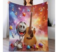 ABASWSA Colorful Guitar Blanket - Flannel Sofa Versatile Blankets Fluffy Soft Throw for Bed And Couch Travel For Kids Girls （100×130cm）