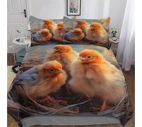 ABASWSA Cute Chicken Duvet Cover Microfiber Bedding Set 3pcs, 3D Quilt Cover&Pillowcase, Soft Comforter Cover for Men Woman Kids King(220x240cm)
