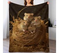 ABASWSA Cute Hamster Blanket Throw Bedspread Soft Fluffy Warm Light Flannel Fabric Perfect for Adults Or Children's Gifts （100×130cm）