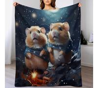 ABASWSA Cute Hamster Flannel Blanket Throws for Sofa, Bedroom, Couch, Travel, Microfiber Fleece Throw - Soft, Plush Bed Blankets （130×180cm）