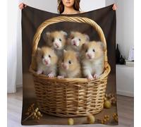 ABASWSA Cute Hamster Super Soft Throw Blanket Throw for Sofa Couch Bed Flannel Machine Washable Nap Blankets Bed Spread （100×130cm）