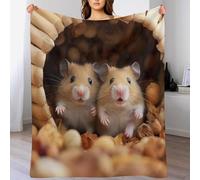 ABASWSA Cute Hamster Throw Blanket, Flannel Throws Sofa Chair Cover Decorative for Bed Couch Chair, Travel Nap Blankets （130×180cm）
