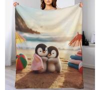 ABASWSA Cute Penguin Blanket Anti Pilling Fleece Throw Blankets for Sofa Bed 3D Throws Soft Four Seasons Living Room Travel Outdoor （140×180cm）
