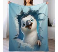 ABASWSA Cute Penguin Blanket Ultra-soft Micro Fleece Throw Soft And Warm Blankets Flannel Throws for Sofas, Armchair, Couch And Bed （130×180cm）