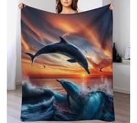 ABASWSA Dolphin Blanket Ultra-soft Micro Fleece Blankets Soft And Warm Throws Anti-pilling Throw For Adults & Kids （140×180cm）