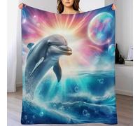 ABASWSA Dolphin Blanket Ultra-soft Micro Fleece Throw Soft And Warm Blankets Flannel Throws for Sofas, Armchair, Couch And Bed （130×180cm）
