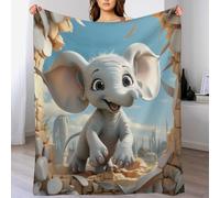 ABASWSA Elephant Blanket Anti Pilling Fleece Throw Blankets for Sofa Bed 3D Throws Soft Four Seasons Living Room Travel Outdoor （100×130cm）