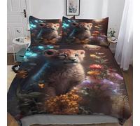 ABASWSA Fantasy Lion Cub Glow Microfiber Duvet Cover Set 3 Pcs Polyester Quilt Cover Bedding Set With Pillow For Boys Girls Comforter Cover Double (200x200cm)