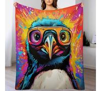 ABASWSA Fleece Blanket Penguin Throw for Sofa & Bed, Plush Cozy Fuzzy Throws, Super Soft And Warm Fluffy Blanket for All Seasons, （180×200cm）