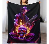 ABASWSA Guitar Skeleton Man 3D Blankets Super Soft Cosy & Warm Blanket for Sofa Or Bed Flannel Machine Washable Comfortable & Stylish （150×200cm）