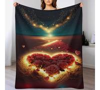 ABASWSA Heart on The Beach Bedding Soft Flannel Throw Blanket, Four Seasons Living Room Outdoor Fuzzy Blankets Travel Camping Throws （180×200cm）