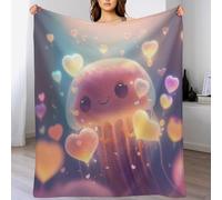 ABASWSA Jellyfish Flannel Blanket Throws for Sofa, Bedroom, Couch, Travel, Microfiber Fleece Throw - Soft, Plush Bed Blankets （140×180cm）
