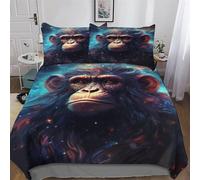 ABASWSA Monkey 3D Bedding Set Comforter Cover 3 PCs with Pillowcases for Adults Teenager Kids Quilt Cover Soft Duvet Cover King(220x240cm)