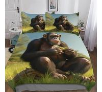 ABASWSA Monkey 3D Duvet Cover Bedding Set with Pillowcases Soft Quilt Cover 2 PCs for Kids Adult Microfiber Comforter Cover Single(135x200cm)