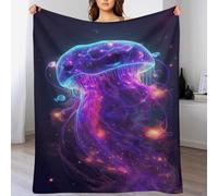 ABASWSA Neon Jellyfish Blanket Fleece Throw Blankets 3D Bedroom Decor for Couch Bed Sofa Blanket for Kids Teen Young Boys Girls, （180×200cm）