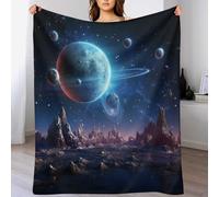 ABASWSA Planet Blanket, Machine Washable Flannel Plush Throw Blankets for Bed Couch Sofa Chair, for Kids Boys Girls, （140×180cm）