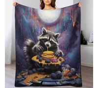 ABASWSA Raccoon Throw Blanket - Soft, Warm, Cozy, Blankets for Couch And Bed - Throws for Sofa for Kids Teen Young Boys Girls, （130×150cm）