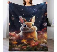 ABASWSA Starry Flower Rabbit Blanket Travel Nap Throws Plush Super Soft Flannel Blankets For Couch, Bed, Sofa For All Seasons (100×130cm)