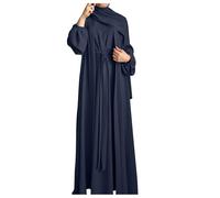 Abaya for Women with Hijab 3 Piece Muslim Dresses Front Open Cardigan Coats Loose Fit Prayer Casual Dubai Kaftan Islamic Outfits Modest Ramadan Robes Full Length Turkey Burka Afghan Jilbab Blue