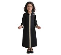 Abaya Kids - Arabic Thobe Muslim Thobe Long Sleeve Kaftan Crew Collar Robe With Zipper For Boy (Black 4-5 Years)