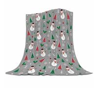 Abaysto Christmas Snowman Throw Blanket Grey Fleece 150x200cm Soft, Plush, Warm Winter Cabin Throw, Christmas Throw for Sofa and Bed