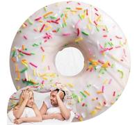 Abaysto Donut Blanket Cute White Donuts Throw Blanket for Girls Novelty Realistic Food Throws Soft Cozy Flannel Round for Nap, Home Decor, Party Adults Kids Gifts 120CM