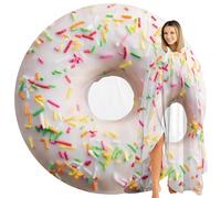 Abaysto Donut Blanket Cute White Donuts Throw Blanket for Girls Novelty Realistic Food Throws Soft Cozy Flannel Round for Nap, Home Decor, Party Adults Kids Gifts 180CM