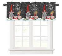 Abaysto Gnome Valance for Window Merry Christmas Window Toppers Curtain Valance Rod Pocket Winter Snowflakes Elf Window Treatment for Living Room/Bedroom/Farmhouse Xmas Gifts 45x137cm