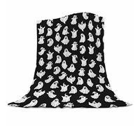 Abaysto Halloween Throw Blankets Cute Ghost Halloween Spooky Black White Fleece Flannel Blanket for Bedroom Living Rooms Couch Sofa Bed Halloween Decorations 130x150cm