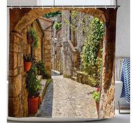 Abaysto Magical Garden Shower Curtain Polyester Fabric Waterproof Bath Curtain, Patio Stones Pattern for Shower Stall, Bathroom Curtains with 12 PCS Hooks 180x180cm