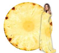 Abaysto Pineapple Throw Blankets Funny Realistic Food Blanket for Kids and Adults, Novelty Gifts for Teens, Round Novelty Pineapple Blanket for Couch, Sofa 150cm