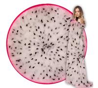 Abaysto Pitaya Blanket, Dragon Fruit Throw Blankets, Funny Realistic Food Blanket for Kids and Adults, Round Novelty Pitaya Printed Blanket for Couch, Sofa, Bed 150cm