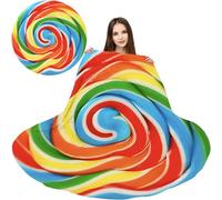 Rainbow Lollipop Throw Blanket for Nursery Toddler Baby Kids Plush Round Food Blanket Gifts for Adults Boys, Girls 90CM