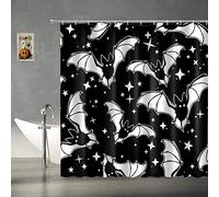 Abaysto Spooky Halloween Shower Curtain Decor, Horror Halloween Black and White Bats Shower Curtains Bathroom Shower Curtains Fabric Waterproof with Hooks