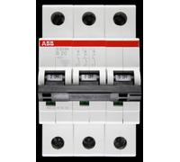 ABB S203M-B20 Miniature Circuit Breaker, 3 Pole, Type B, 10kA/15kA Breaking Capacity, 20 Amp Current (2CDS273001R0205)