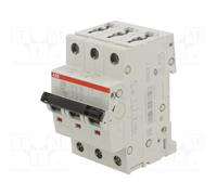 ABB S203-C20 Miniature Circuit Breaker, 3 Pole, Type C, 6/10kA Breaking Capacity, 20 Amp Current (2CDS253001R0204)