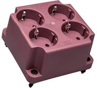 ABB 3640 Red Cover With 4-Gang Schuko Socket - 1SPA007130F9265