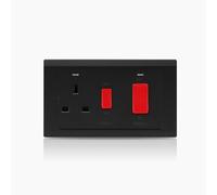 ABB Inora 1 13A Plug Socket with 45A Switch • LED "On" Indicator • Double Pole • Black • Safe, Reliable, and Functional