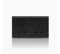 ABB Inora 2 Gang Switched 13A Plug Socket • Premium 13 Amp Plug Socket • Single Pole • Black