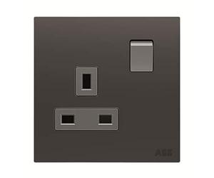 ABB Millenium Single Plug Socket • Black Premium Finish 13A Electric Wall Socket • Elite Design for Home and Business