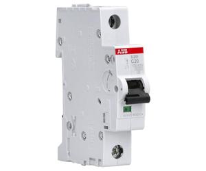 ABB S201-C20 Miniature Circuit Breaker, 1 Pole, Type C, 6/10kA Breaking Capacity, 20 Amp Current (2CDS251001R0204)