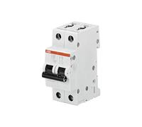 ABB S202-C2 Miniature Circuit Breaker, 2 Pole, Type C, 6/10kA Breaking Capacity, 2 Amp Current (2CDS252001R0024)
