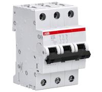 ABB S203-B25 Miniature Circuit Breaker, 3 Pole, Type B, 6/10kA Breaking Capacity, 25 Amp Current (2CDS253001R0255)