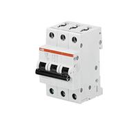 ABB S203-C1 Miniature Circuit Breaker, 3 Pole, Type C, 6/10kA Breaking Capacity, 1 Amp Current (2CDS253001R0014)