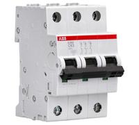 ABB S203-C63 Miniature Circuit Breaker, 3 Pole, Type C, 6/10kA Breaking Capacity, 63 Amp Current (2CDS253001R0634)