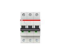 ABB S203-D20 Miniature Circuit Breaker, 3 Pole, Type D, 6/10kA Breaking Capacity, 20 Amp Current (2CDS253001R0201)
