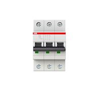 ABB S203-D25 Miniature Circuit Breaker, 3 Pole, Type D, 6/10kA Breaking Capacity, 25 Amp Current (2CDS253001R0251)